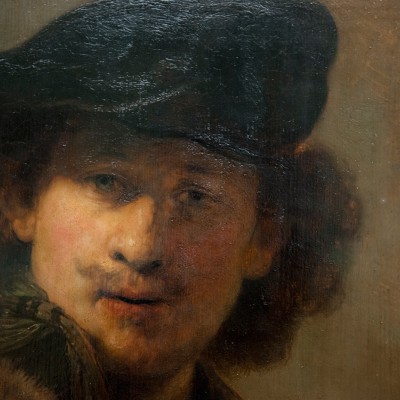 Autoportrait à la barette de velours, 1634 - Rembrandt (1606-1669) - Bois de chêne , 58,3 x 47,5 cm