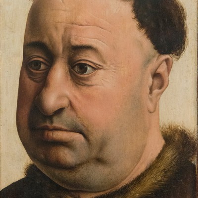 Robert Campin (vers 1375-1444) Portrait d'homme (Robert de Masmine ?) vers 1425-1430 - Bois de chêne 28,5 x 17,7 cm.