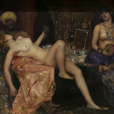 Maurice Bompard (Rodez, 1857 - Paris, 1936) Scène de Harem - huile sur toile