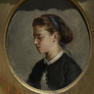 Eva Gonzales (Paris, 1849 - Paris, 1883) portrait de femme -huile sur bois