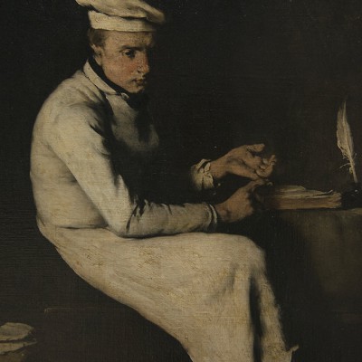 Théodule Ribot (Saint-Nicolas-d'Attez, 1823 - Colombes, 1991) Le cuisinier comptable - 1862 huile sur toile