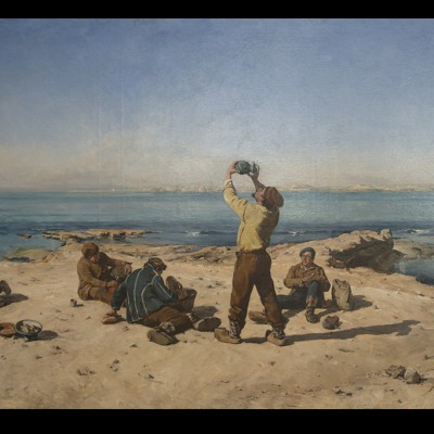 Alphonse Mouette (Marseille, 1840 - Marseille, 1913) Le déjeuner des pêcheurs ou La Régalade 1882 huile sur toile