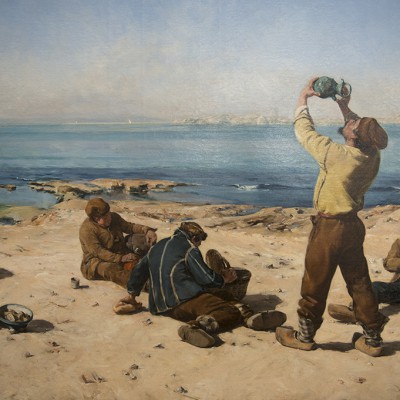 Alphonse Mouette (Marseille, 1840 - Marseille, 1913) Le déjeuner des pêcheurs ou La Régalade 1882 huile sur toile