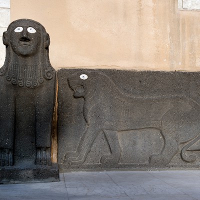 L'entrée du musée d'Alep est une reconstitution du temple néo-hittite de Tell Halaf du IXe siècle AV. J.-C.