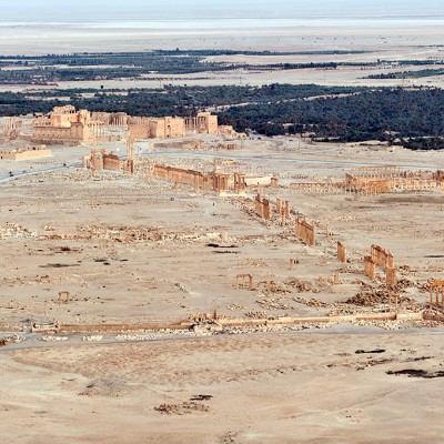 Vue du site de Palmyre de la citadelle, le château arabe Fakhr-ed-Din