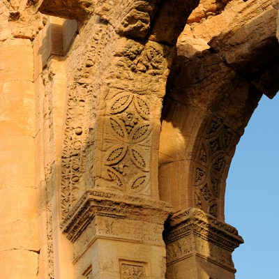 Détail des décorations de l'arc monumental : Palmyre Syrie.