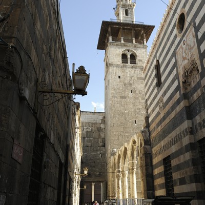 La mosquée des Omeyyades : Le minaret de Qayt Bey.