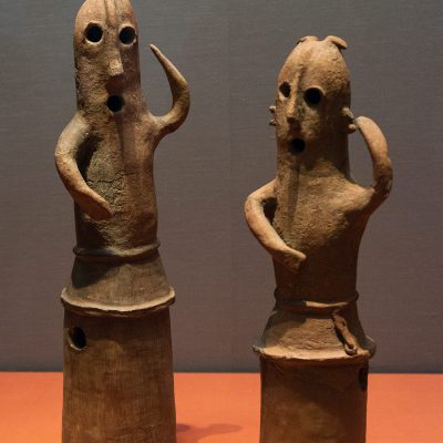 Haniwa (Terracotta tomb figurine) Dancing people, male - Excavated from Nohara tumulus, Azamiyawaki, Nohara, Kumagaya-shi, Saitama - Kofun period, 6th century